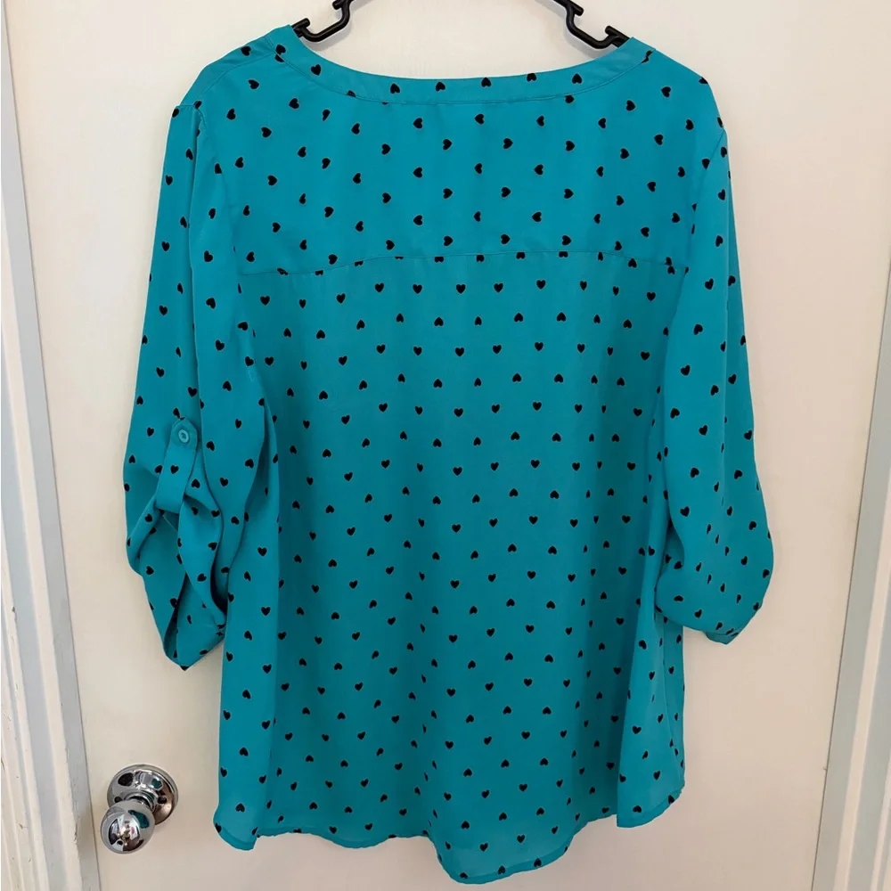 Torrid Teal Blouse with Black Accents - Picture 3 of 3